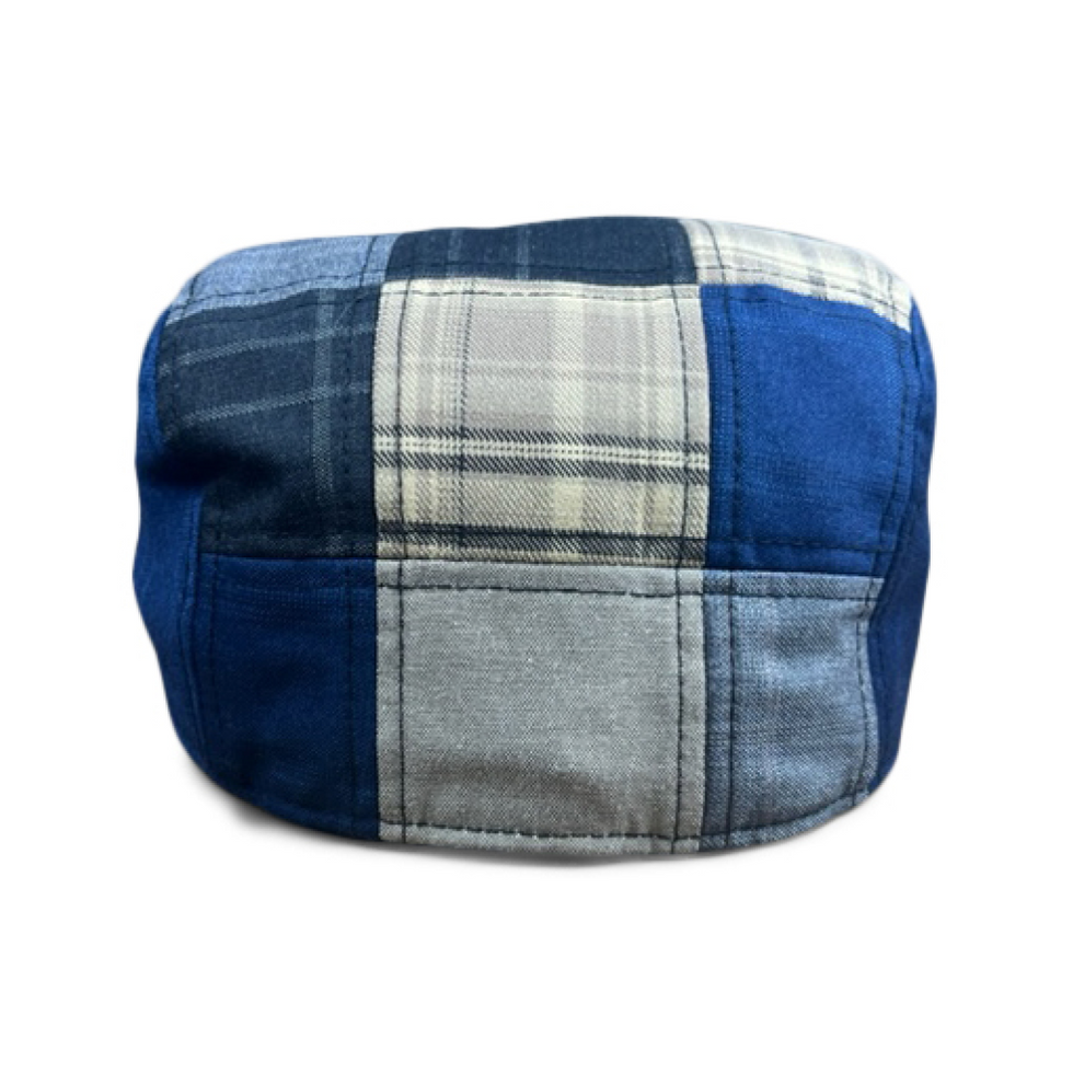 THE 'DAD' Boston Scally Cap-Patchwork Blue/Beige/Grey