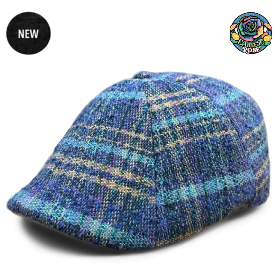 EASTER ROSE' PLAID PEAKY BOSTON SCALLY CAP